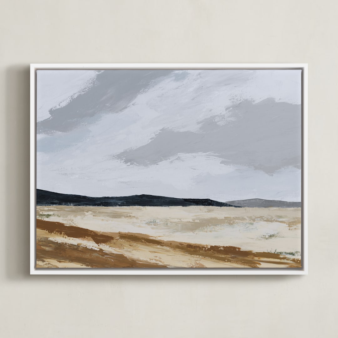 "US 90 To Valentine" - Art Print in Mist by Kati Ramer - Framed Canvas