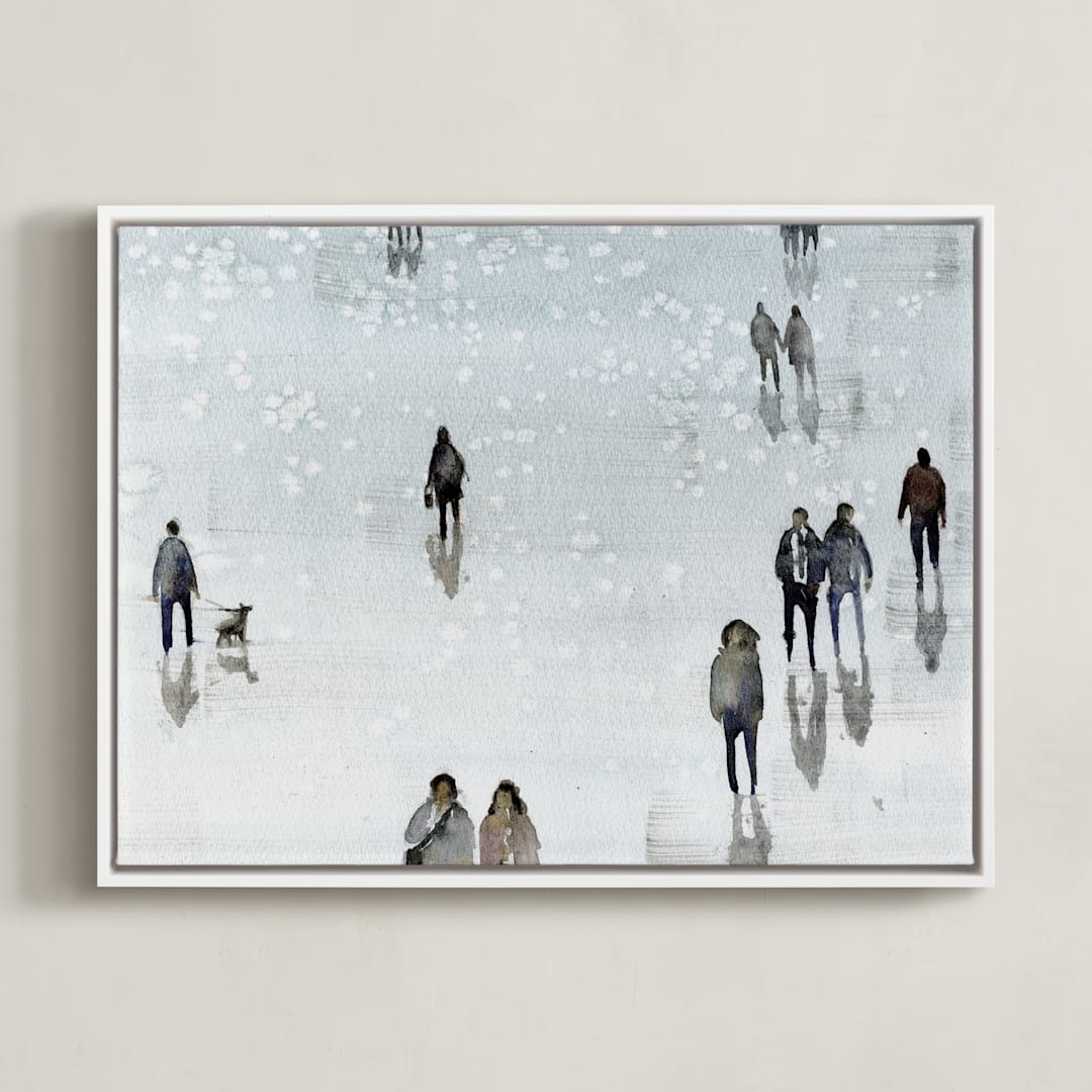 "Melancolia" - Art Print in Pale blue by Lulaloo - Framed Canvas