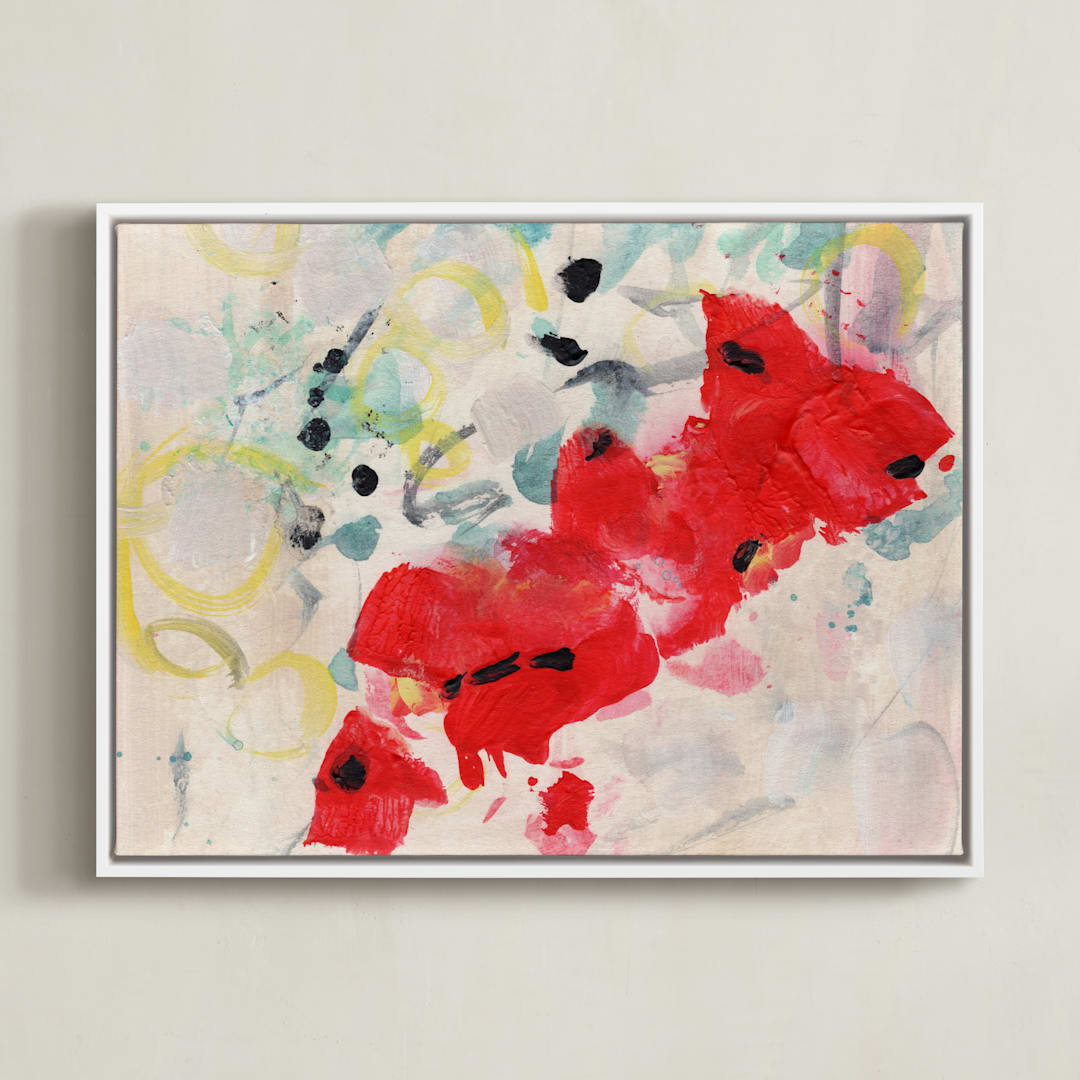 "gathering" - Art Print in Cherry Red by Lindsay Megahed - Framed Canvas