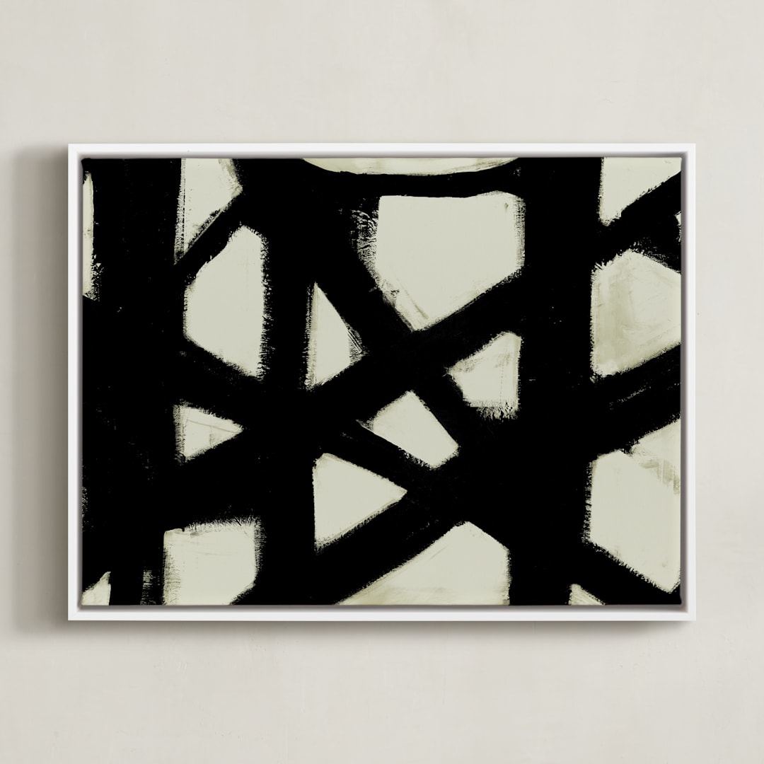 "Missed Connections" - Art Print in Black and White by Ilana Greenberg - Framed Canvas