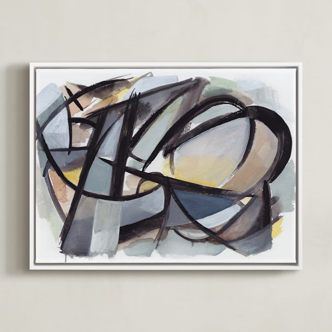 "City of Industry" - Art Print in Beige by Hooray Creative - Framed Canvas