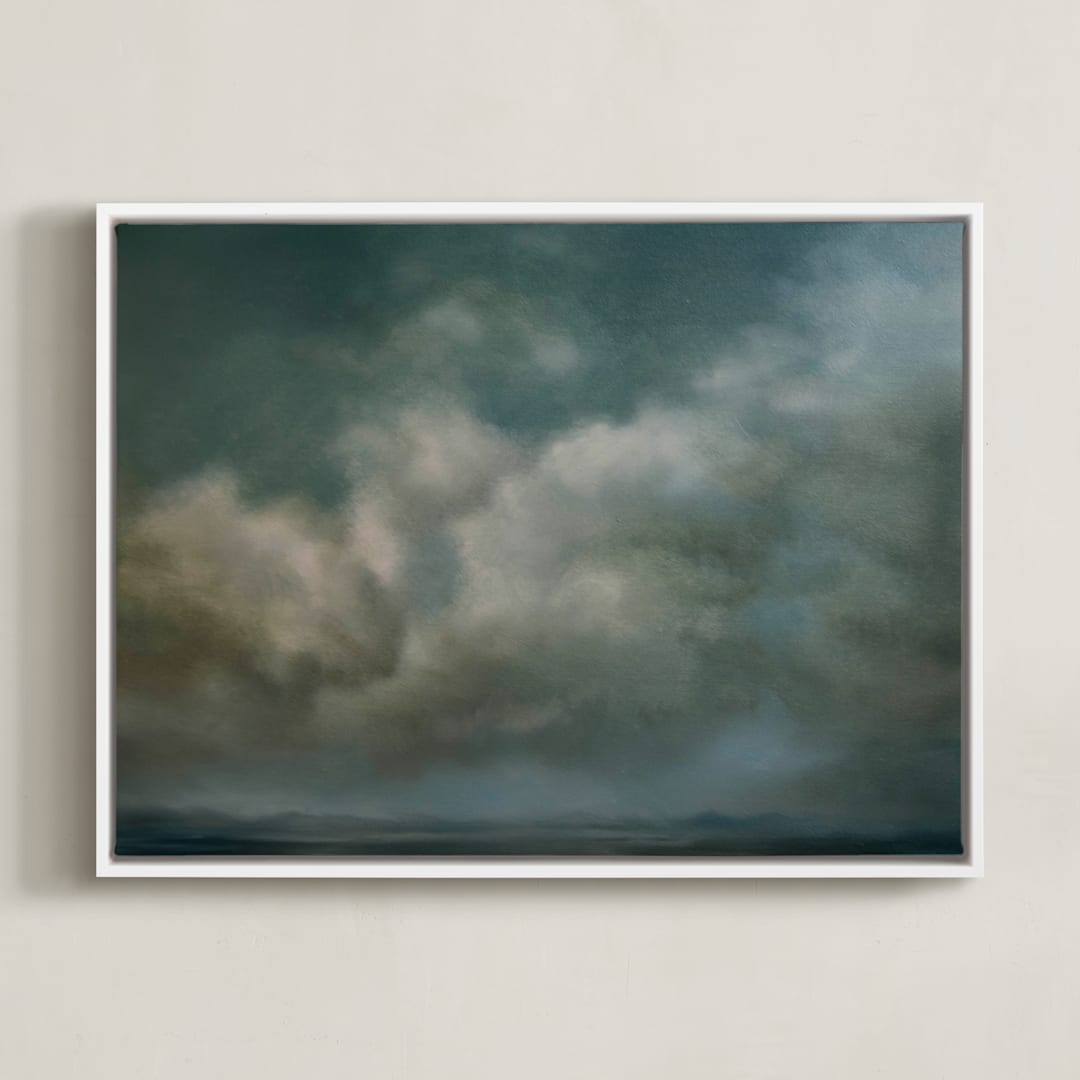 "A Slight Chance" - Art Print in Turquoise by Kelly Money - Framed Canvas