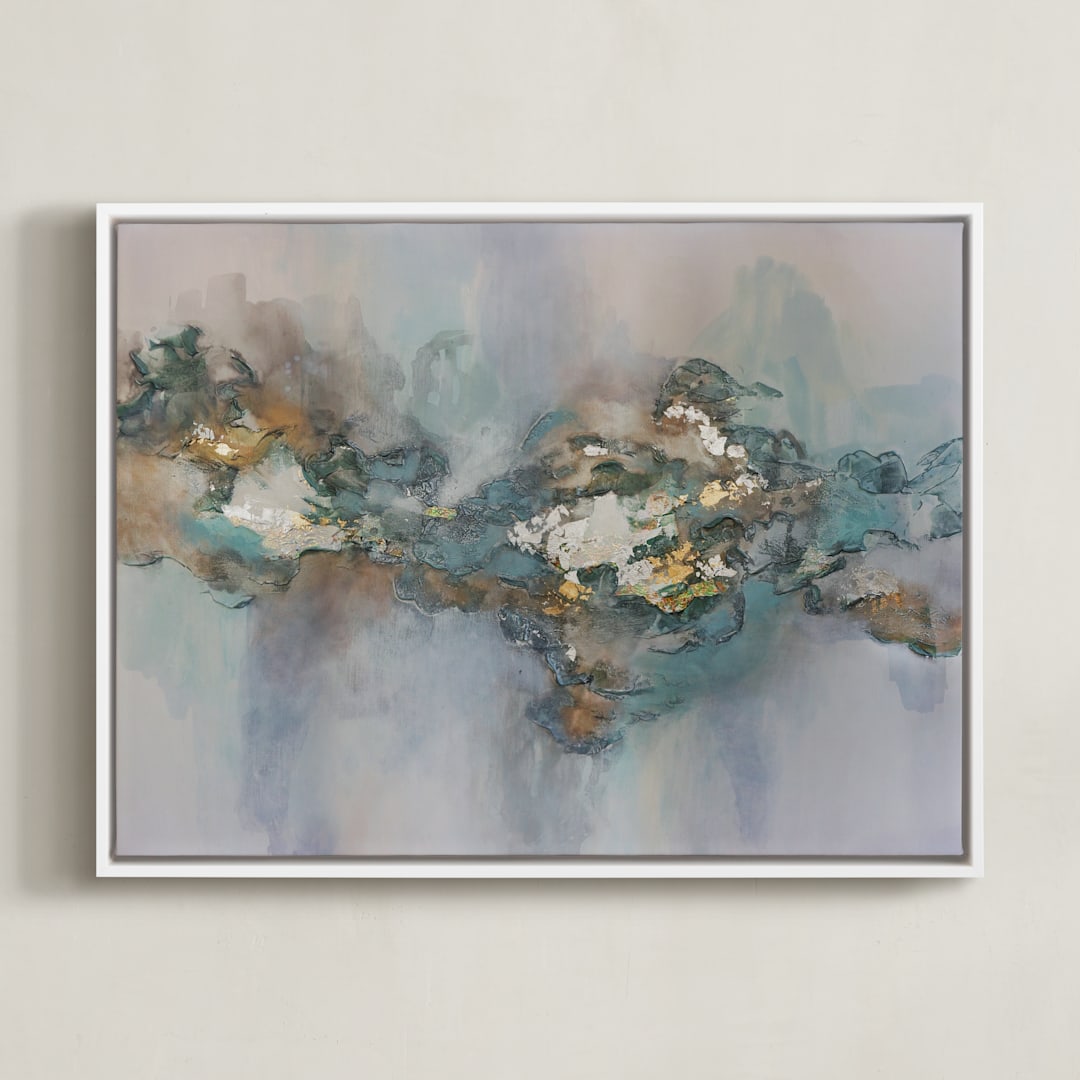 "Lighten up" - Art Print in Seafoam Green by Christine Olmstead - Framed Canvas