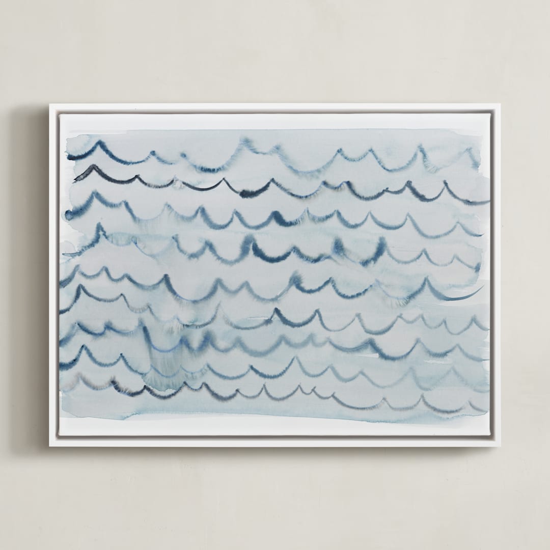 "waves" - Art Print in pool blue by Kelly Witmer - Framed Canvas