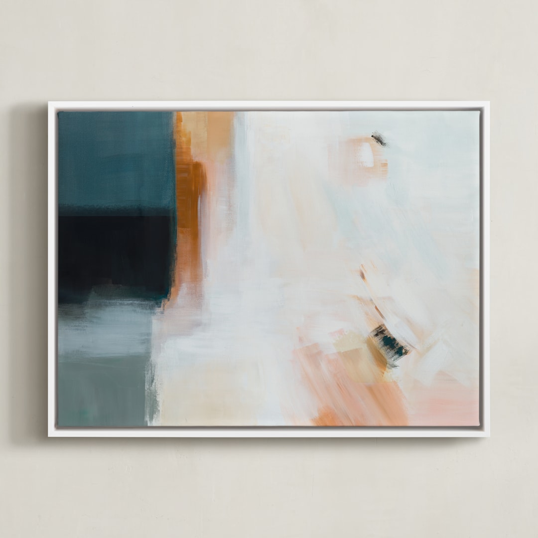 "Coast 2" - Art Print in Coast Blue by AlisonJerry - Framed Canvas