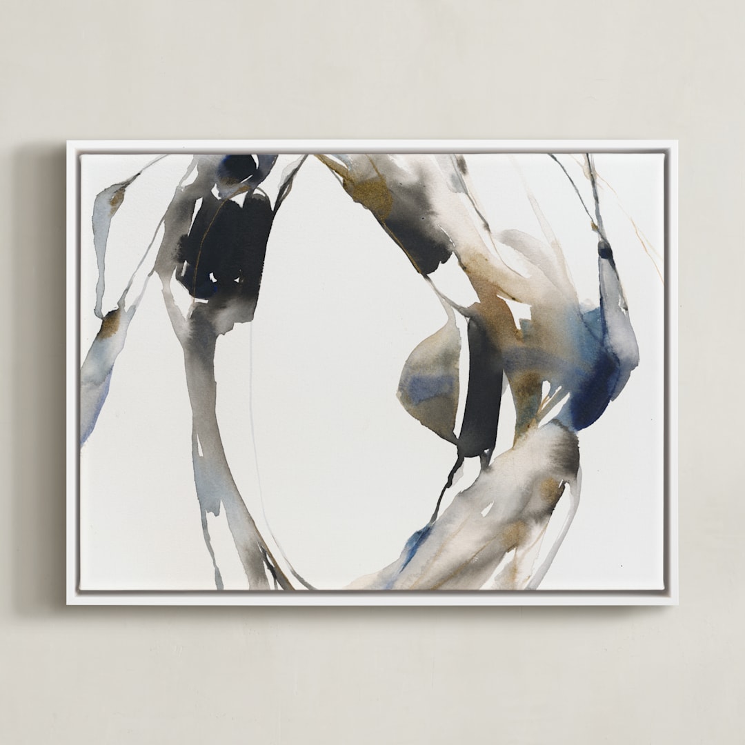 "Surrounding" - Art Print in grey wash by Michelle Lee - Framed Canvas