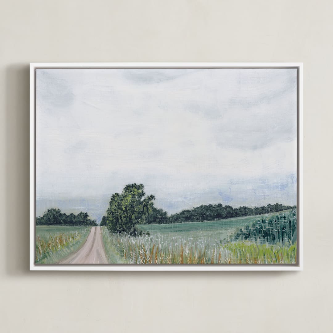 "Timeless" - Art Print in Fields of Green by Hettie Roberts - Framed Canvas