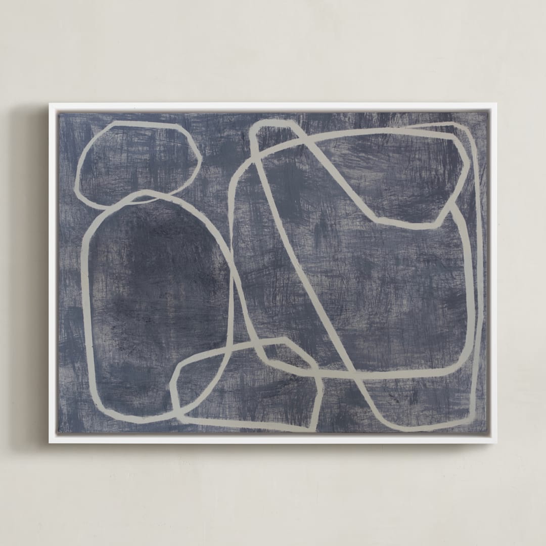"Squiggles" - Art Print in Blue Grey by Camille Pietrow - Framed Canvas