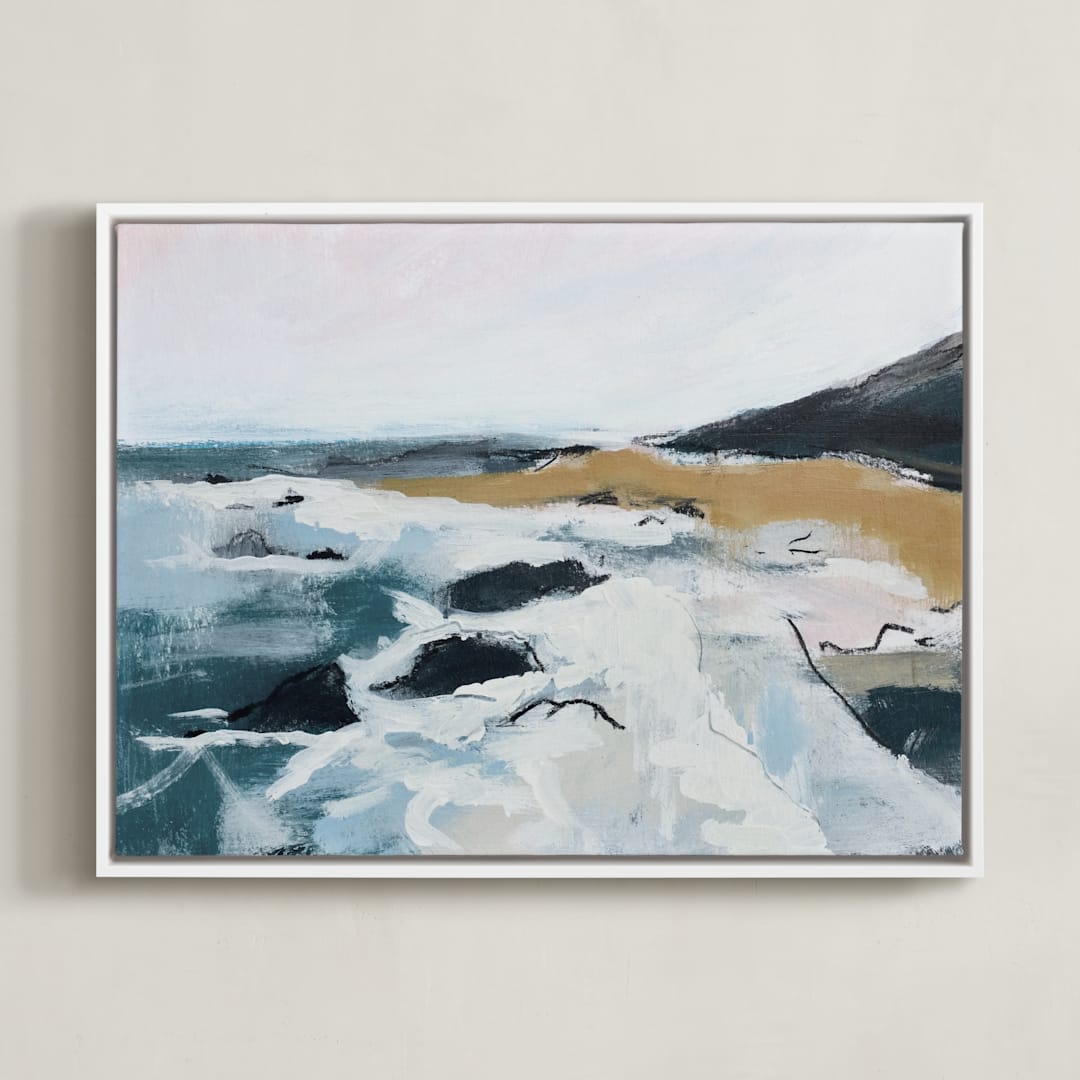 "Seafaring" - Art Print in sea mist blue by Shawnee Mills - Framed Canvas