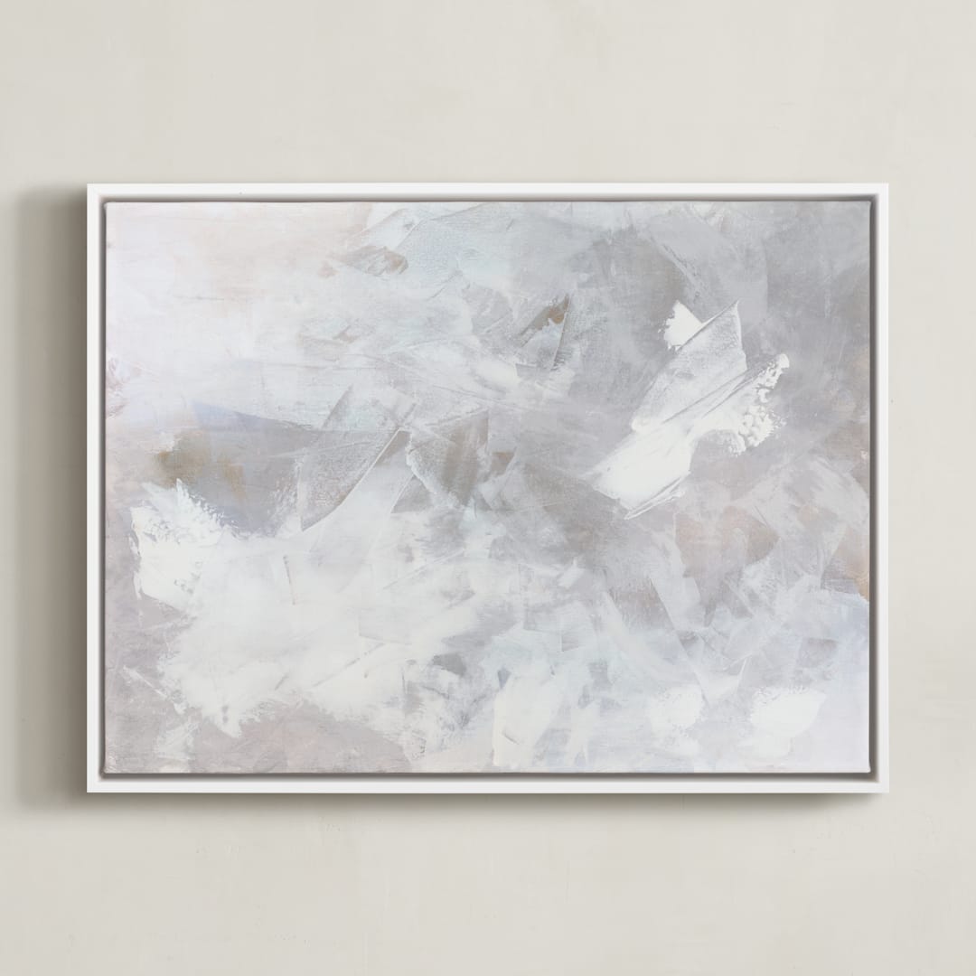 "Melody in White" - Art Print in white grey by Teodora Guererra - Framed Canvas