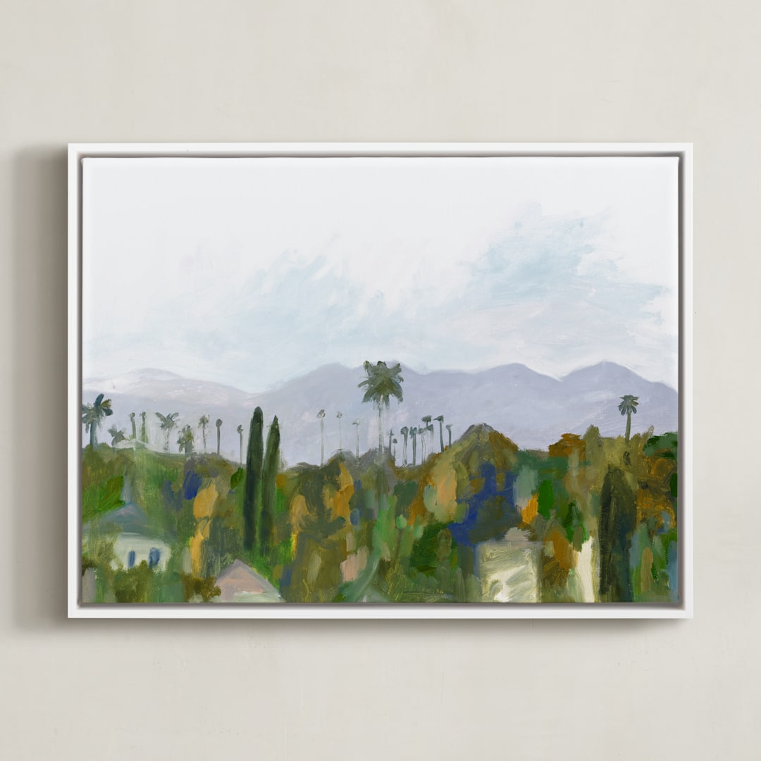 "Los Angeles landscape" - Art Print in Green Hills by Kelly Witmer - Framed Canvas