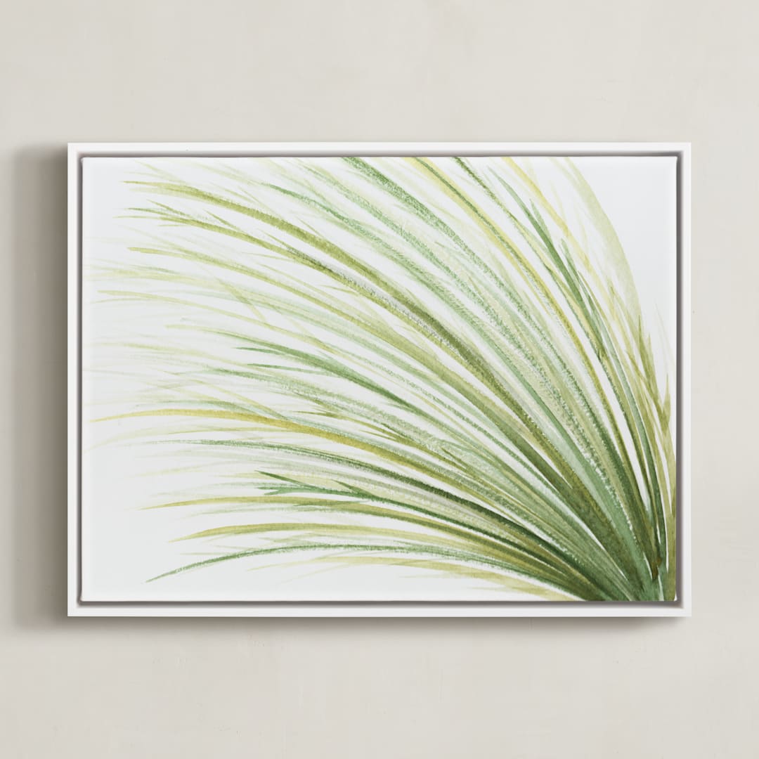"Tall Grass Watercolor" - Art Print in Naturally Green by Loree Mayer - Framed Canvas