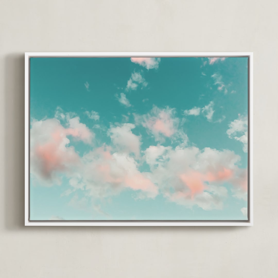 "Turquoise Skies II" - Art Print in Turquiose by Debra Butler - Framed Canvas