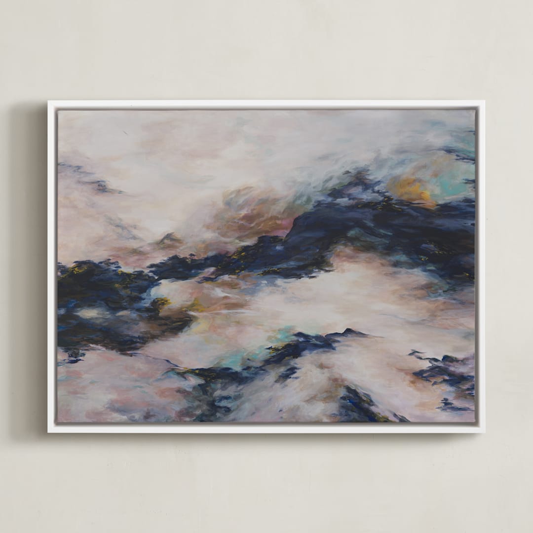 "Enough" - Art Print in Navy by Candice Buchanan - Framed Canvas