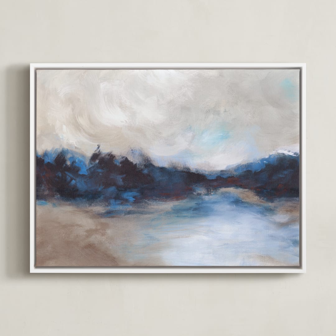 "Saint Mary's Lake" - Art Print in Phthalo Blue by Lorent and Leif - Framed Canvas
