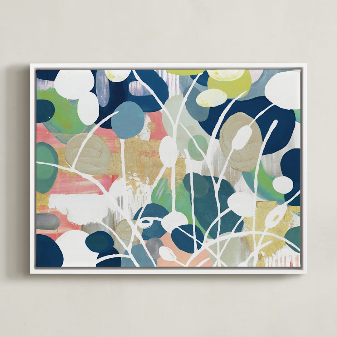 "Summer Rising" - Art Print in pink by Nancy Ramirez - Framed Canvas