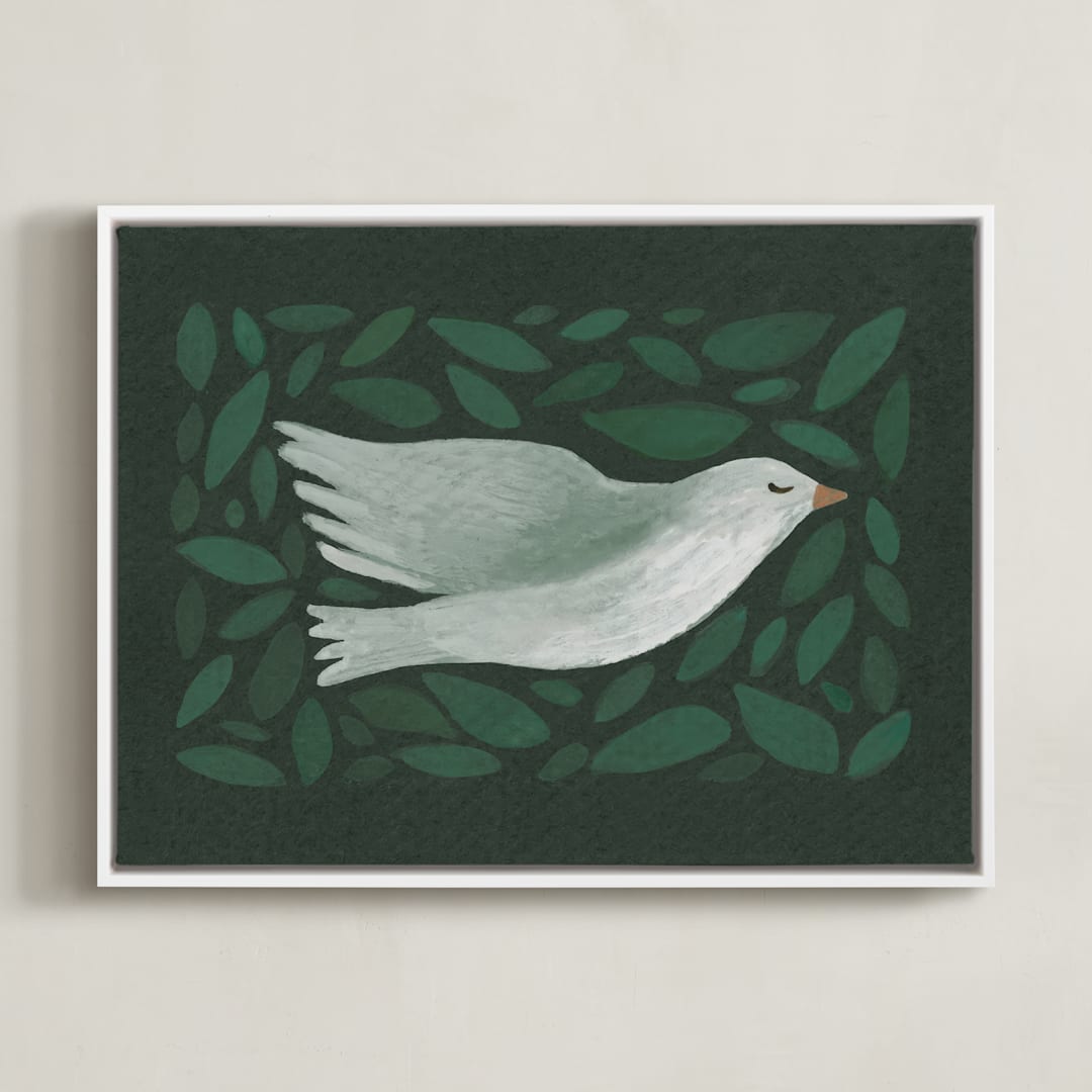 "Peace to you" - Art Print in Forest by Amy Kross - Framed Canvas