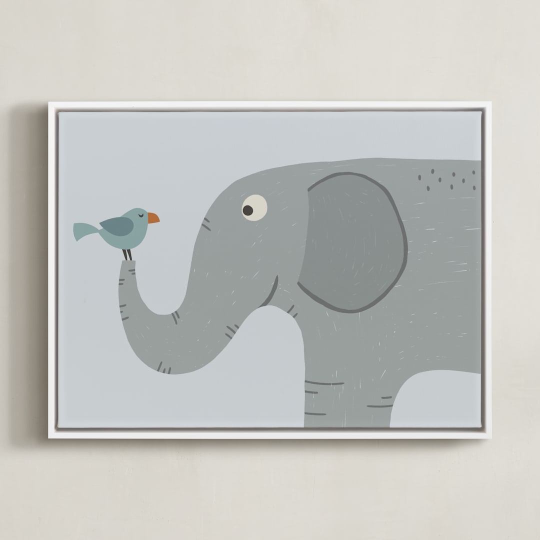 "My Jungle Friends 4" - Art Print in Grey by Anequ Studio - Framed Canvas