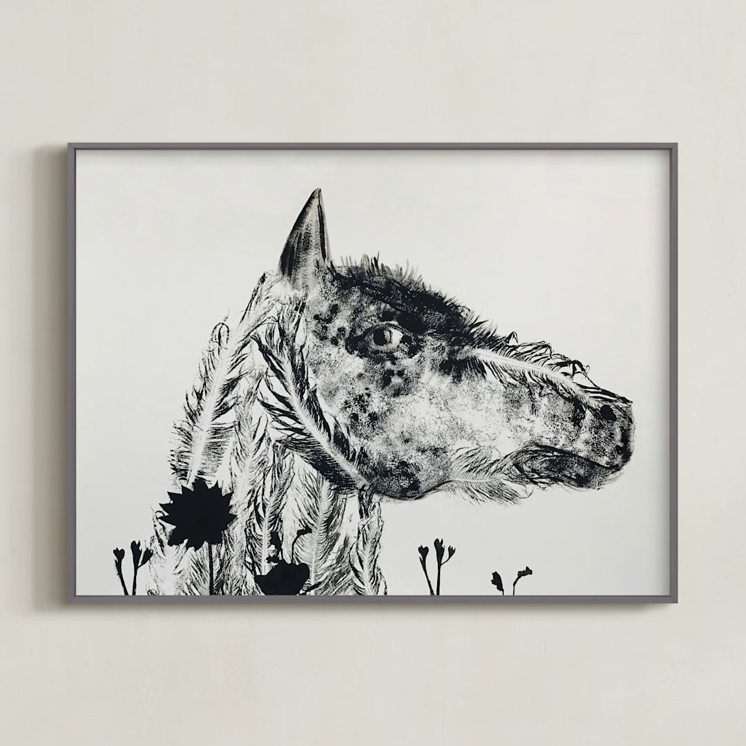"Horse" - Art Print in Ash by Holly Hudson - Framed