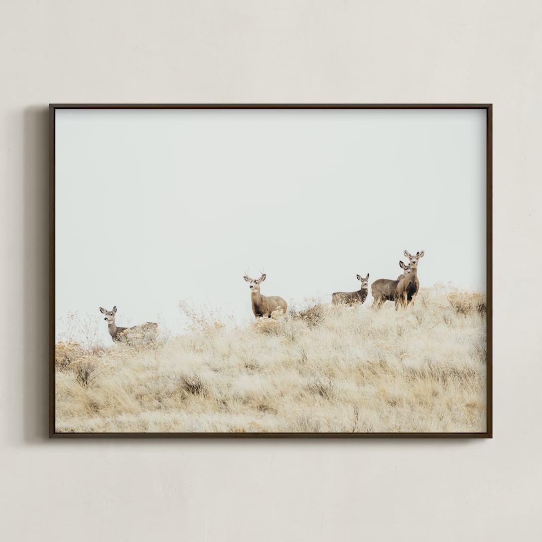 "Watchful" - Art Print in Beige by Jennifer Morrow - Framed
