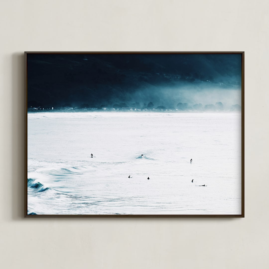 "Smell The Sea + Feel The Sky" - Art Print in FOG BLUE by Summer Strauch - Framed