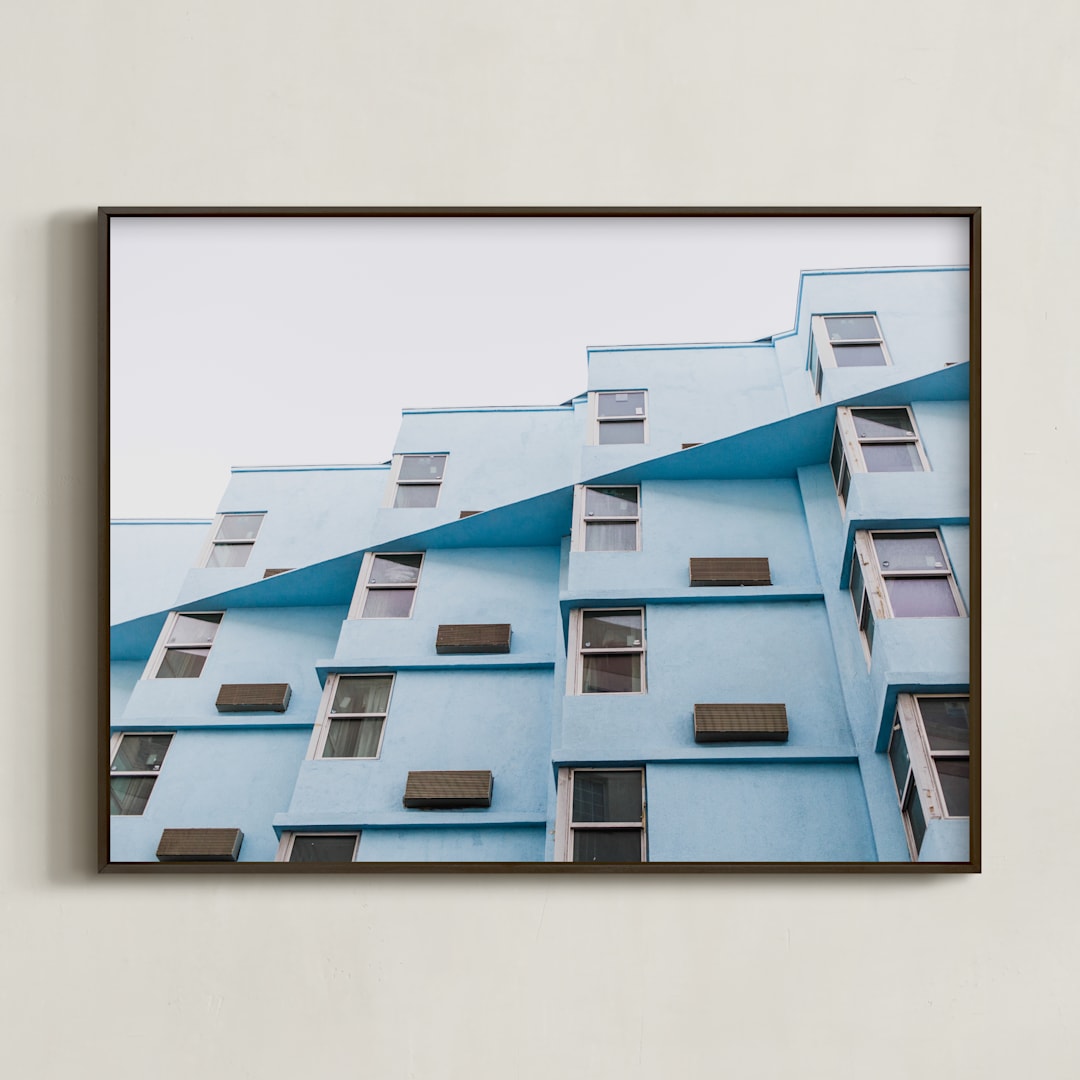 "Cool Angles" - Art Print in Cool Blue by Khariza Rae - Framed