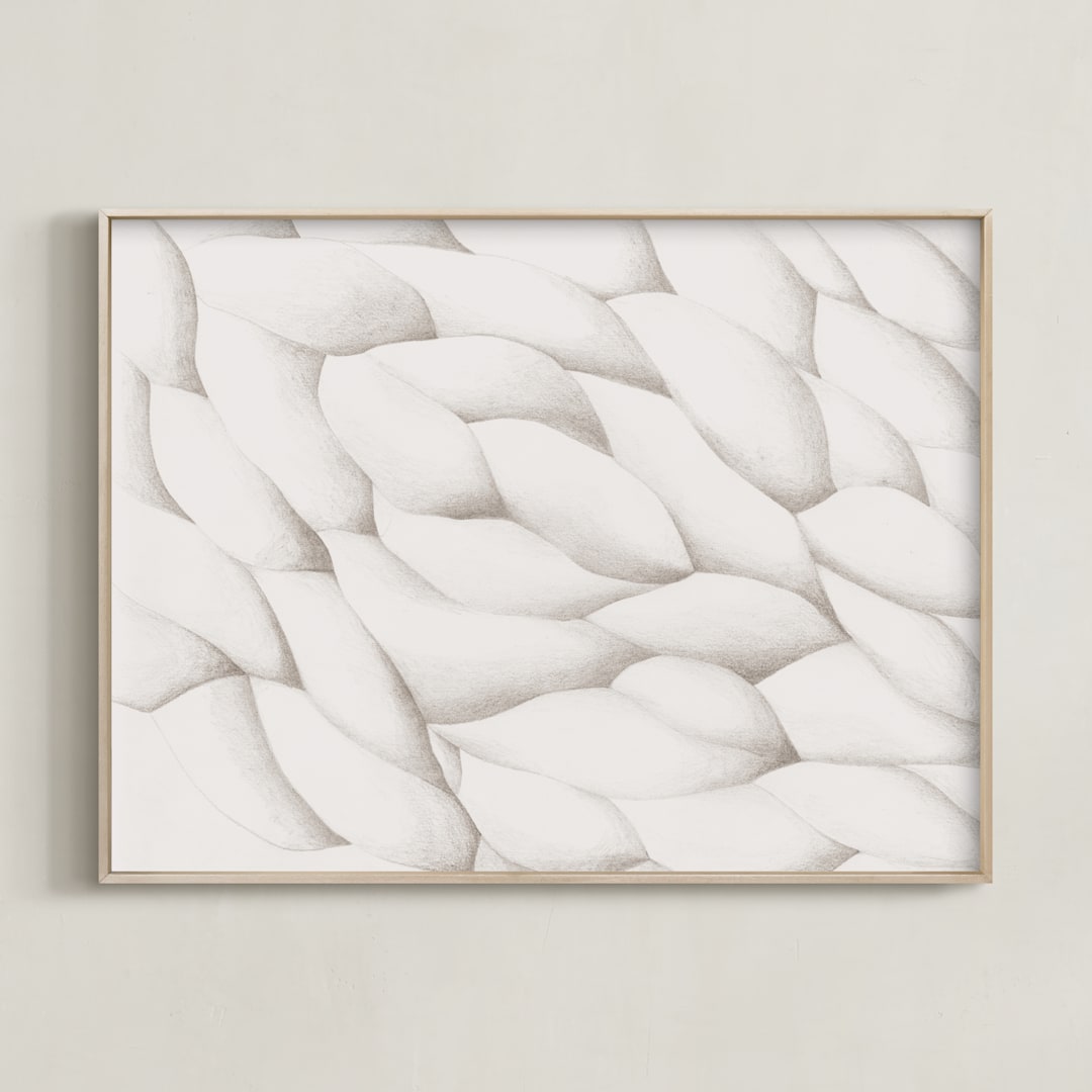 "Carved Wood" - Art Print in Bone by Emily Kariniemi - Framed