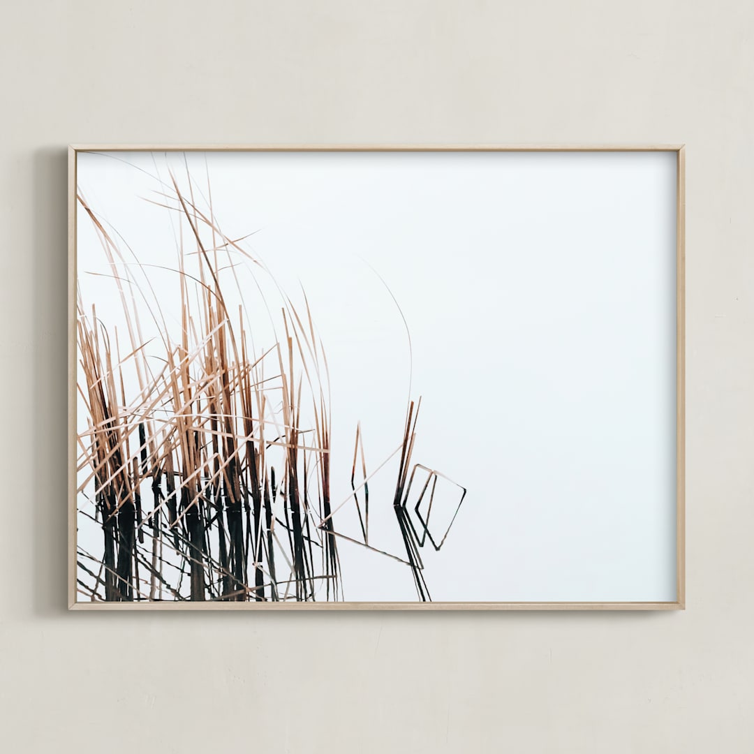 "Abstract Reeds" - Art Print in Fog by Robin Ott - Framed