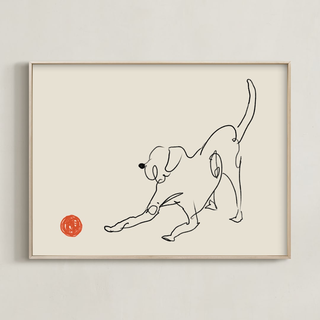 "Let's Play" - Art Print in Sand Beige by Adelyn T. - Framed