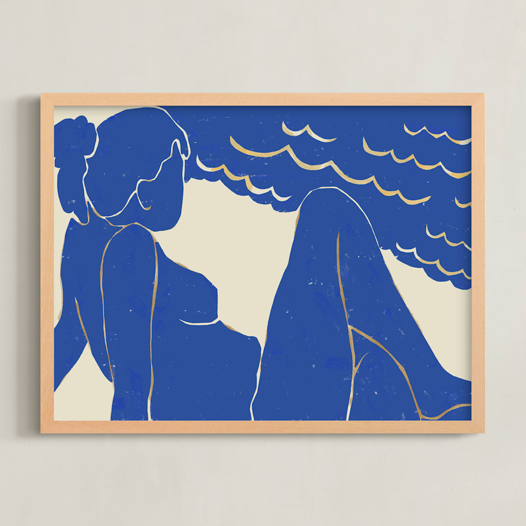 "Beach Day" - Art Print in Seaside Reverie by Roochita Chachra - Framed
