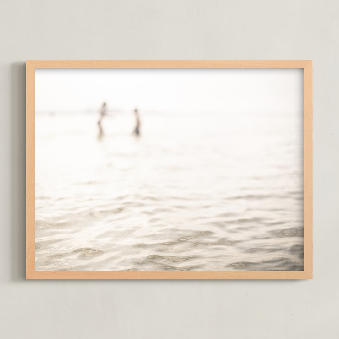 "Neutral wave" - Art Print in Neutral ivory by Lying on the grass - Framed