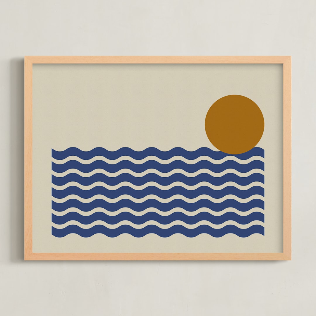 "Serene Coastline" - Art Print in Ocean by Beth Vassalo - Framed