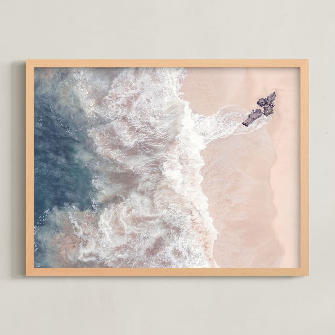 "Sea Love" - Art Print in Peach Nude by Tania Medeiros - Framed