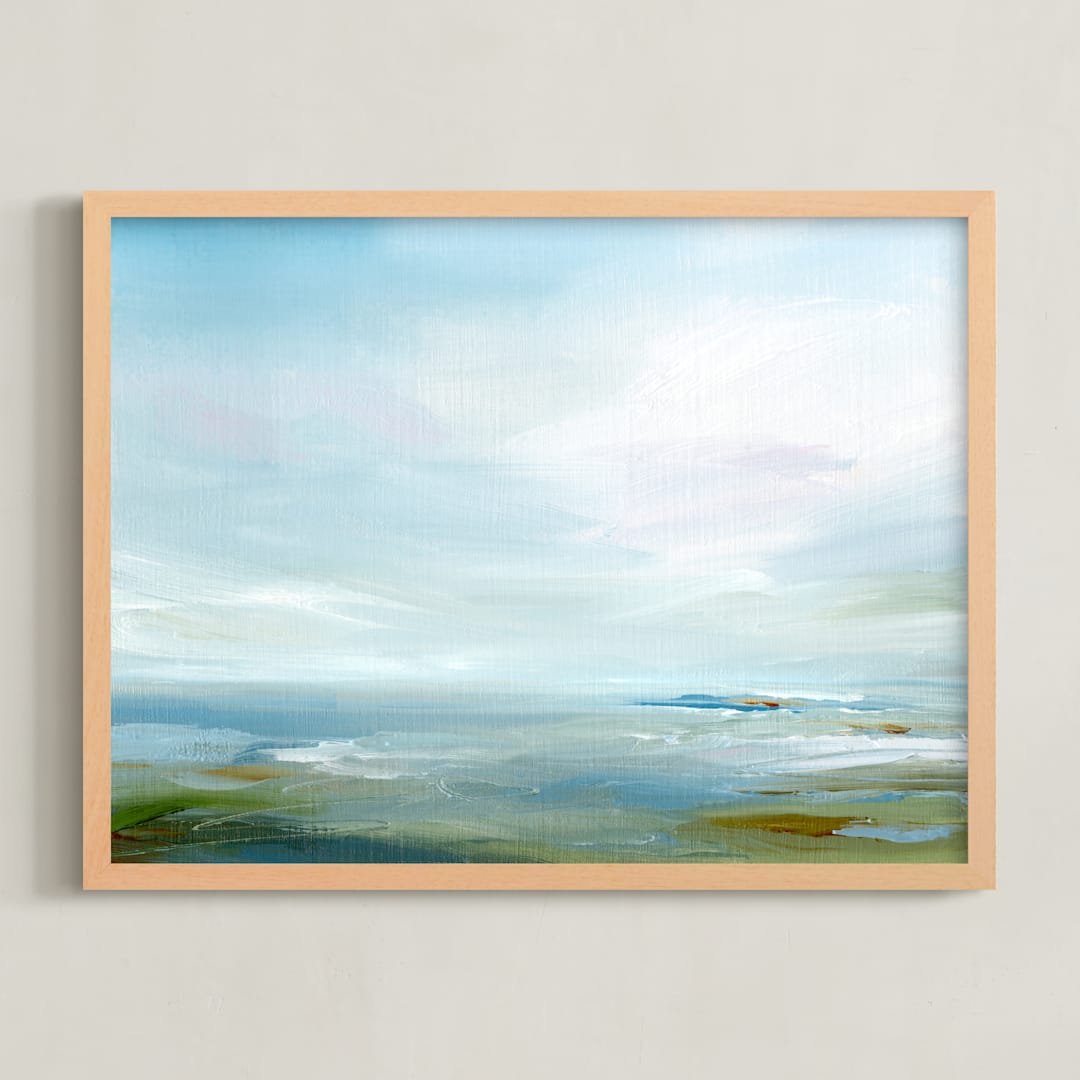 "Lagoon" - Art Print in Soft Sage by Roberta Hoiness Art - Framed