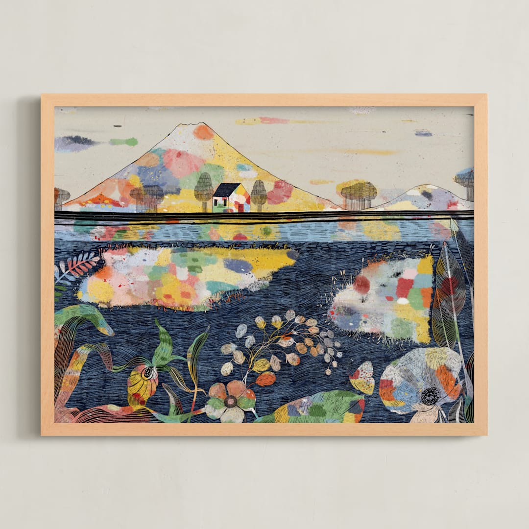 "The Lake House" - Art Print in Polo Blue by Lee-Anne Schmidt - Framed