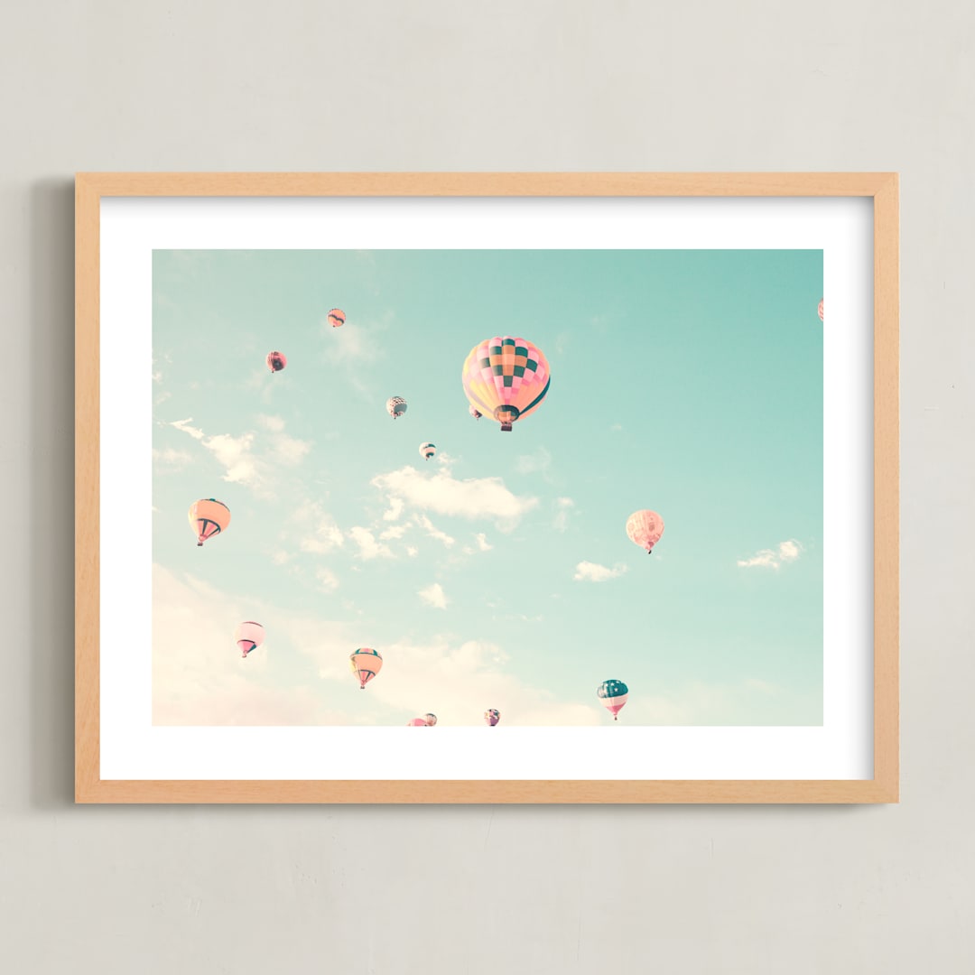 "Sky Dreams Forever" - Art Print in mint by Caroline Mint - Framed