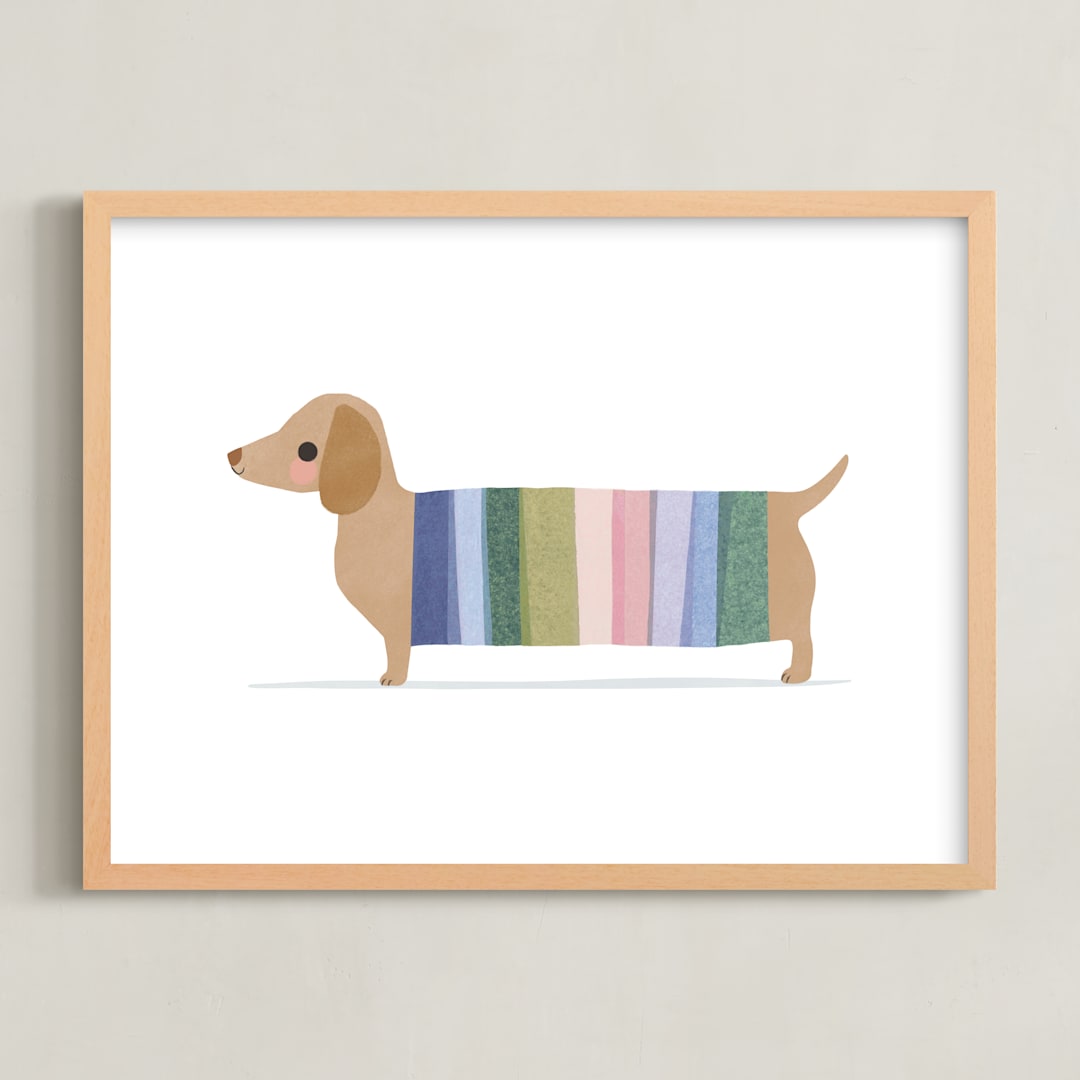 "Colorful Dog" - Art Print in Candy by Karidy Walker - Framed