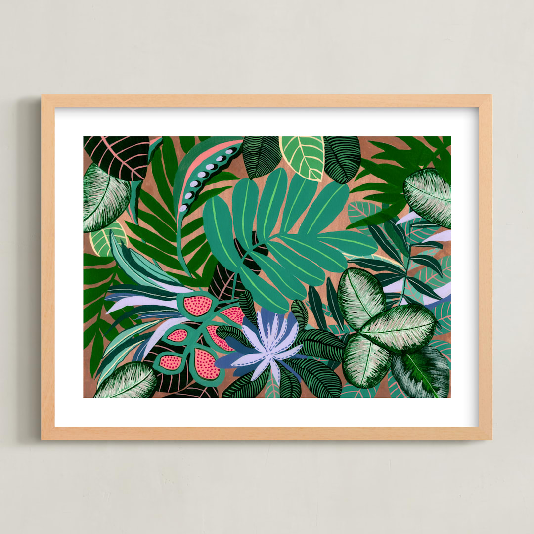"Paradise" - Art Print in Emerald Green by FERNANDA MARTINEZ - Framed