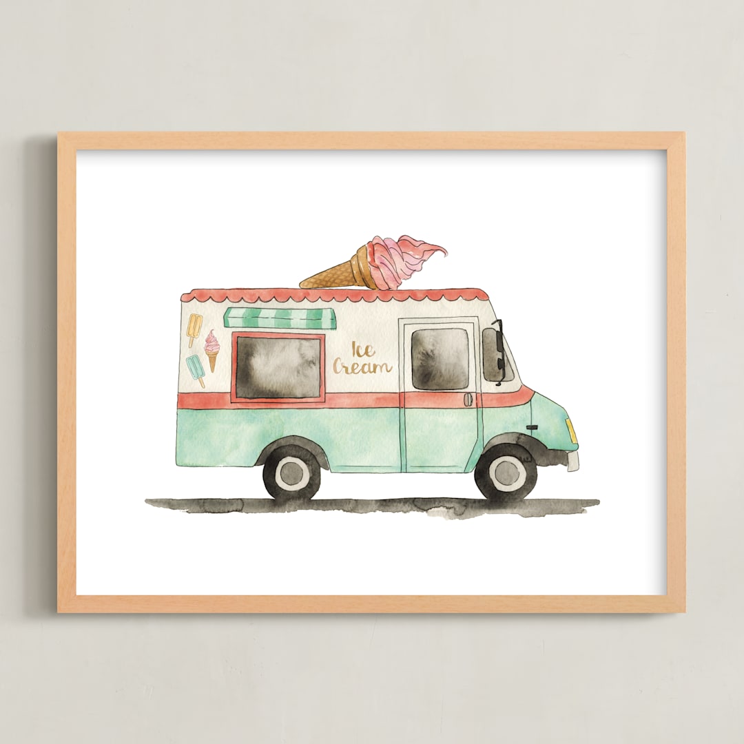 "Ice Cream" - Art Print in Mint by Kelsey McNatt - Framed