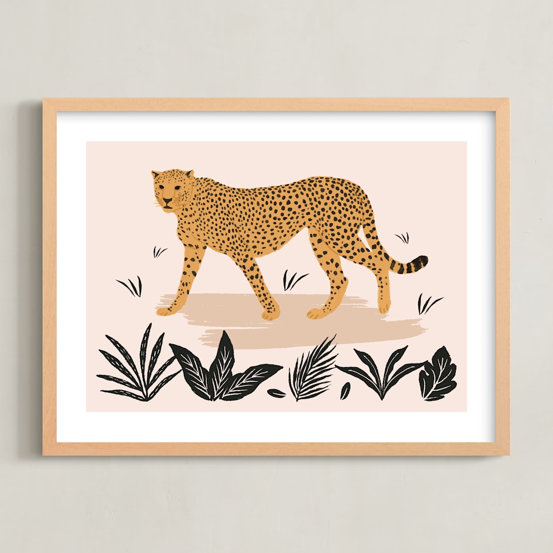 "The Cheetah" - Art Print in Sunset by Elly - Framed