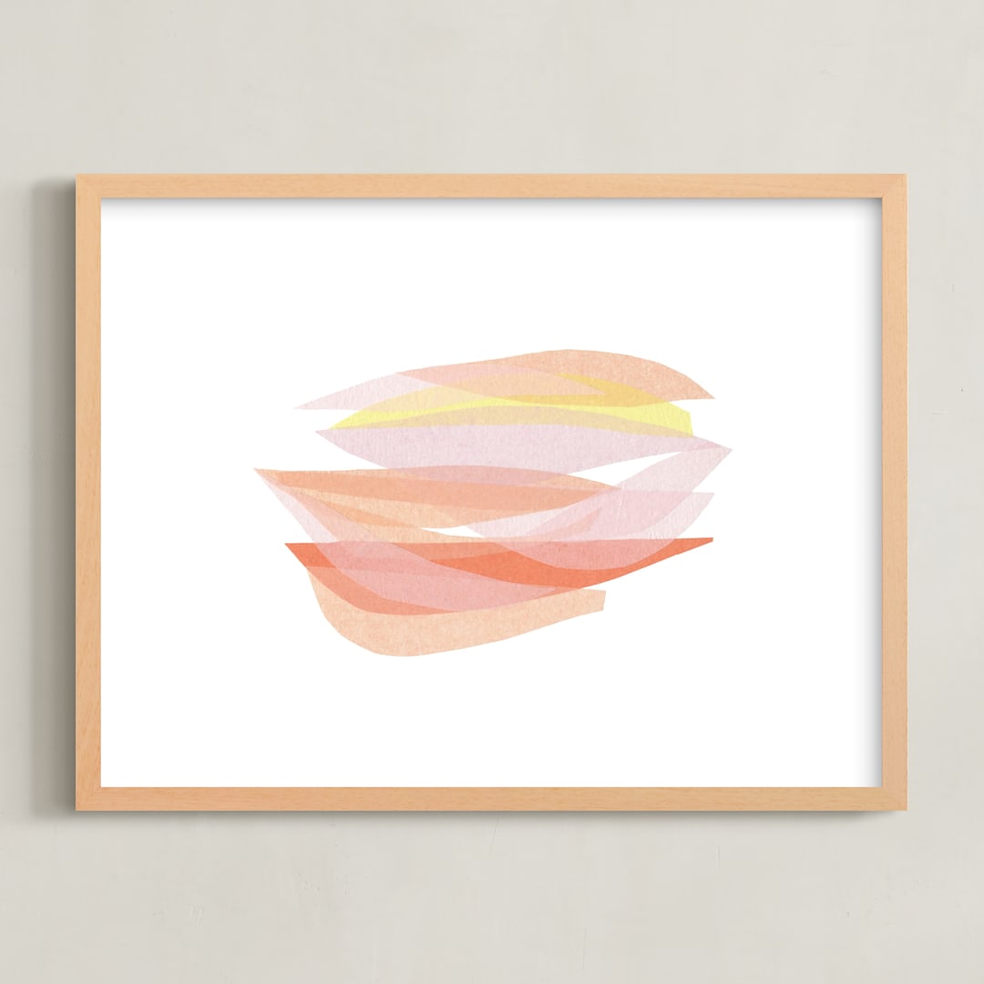 "tissue taking flight" - Art Print in peaches and cream by Carrie Moradi - Framed