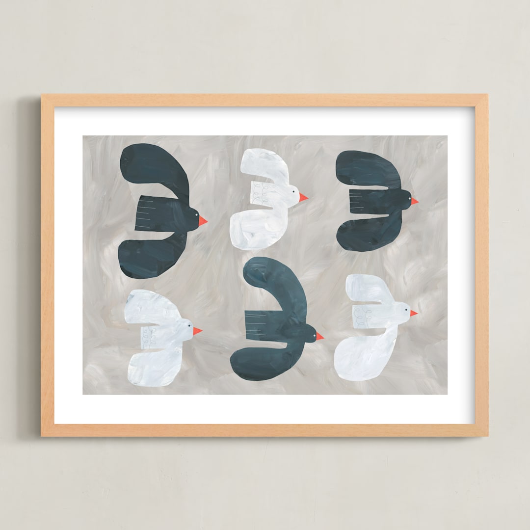 "Soar" - Art Print in Driftwood Taupe by Alicia Abla - Framed