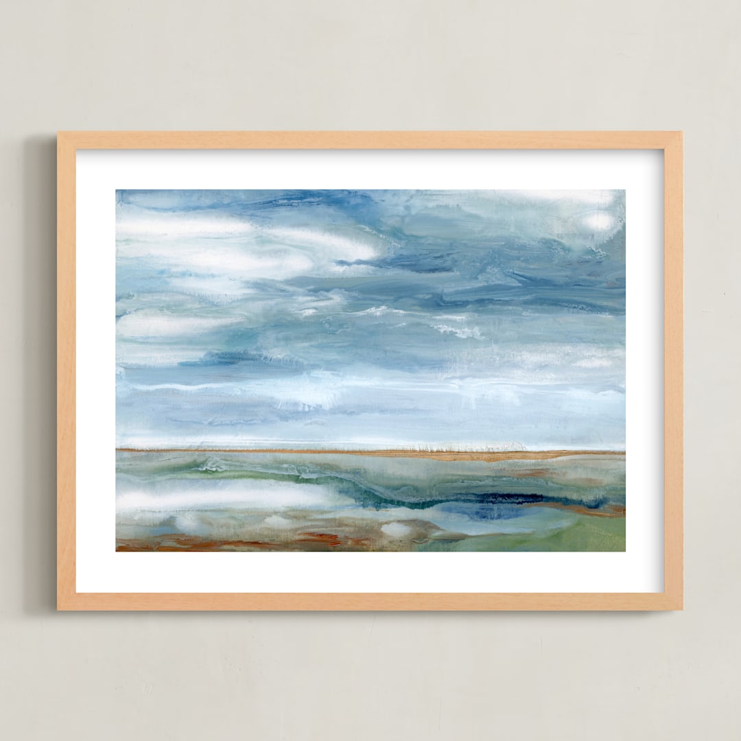 "Layers of Life" - Art Print in Sky Blue by Roberta Hoiness Art - Framed