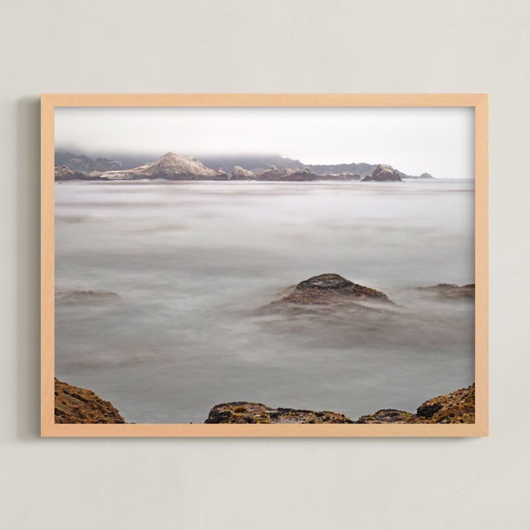 "Peaceful Ocean" - Art Print in Foggy grey by NSMARK - Framed