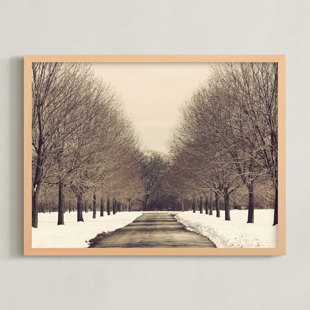 "Winter's Silence" - Art Print in Bark Brown by Gray Star Design - Framed