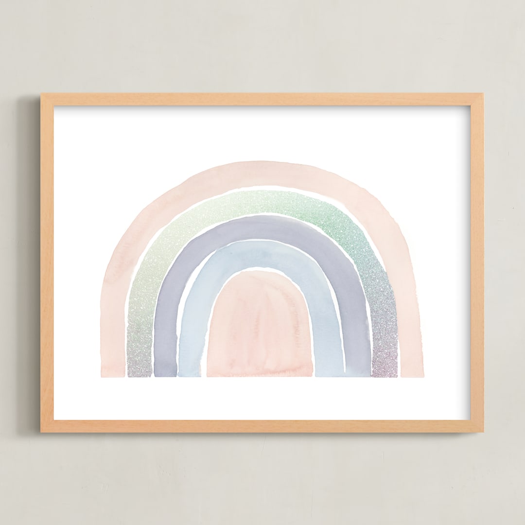 "pastel rainbow" - Art Print in Rose Blossom by Kate Ahn - Framed