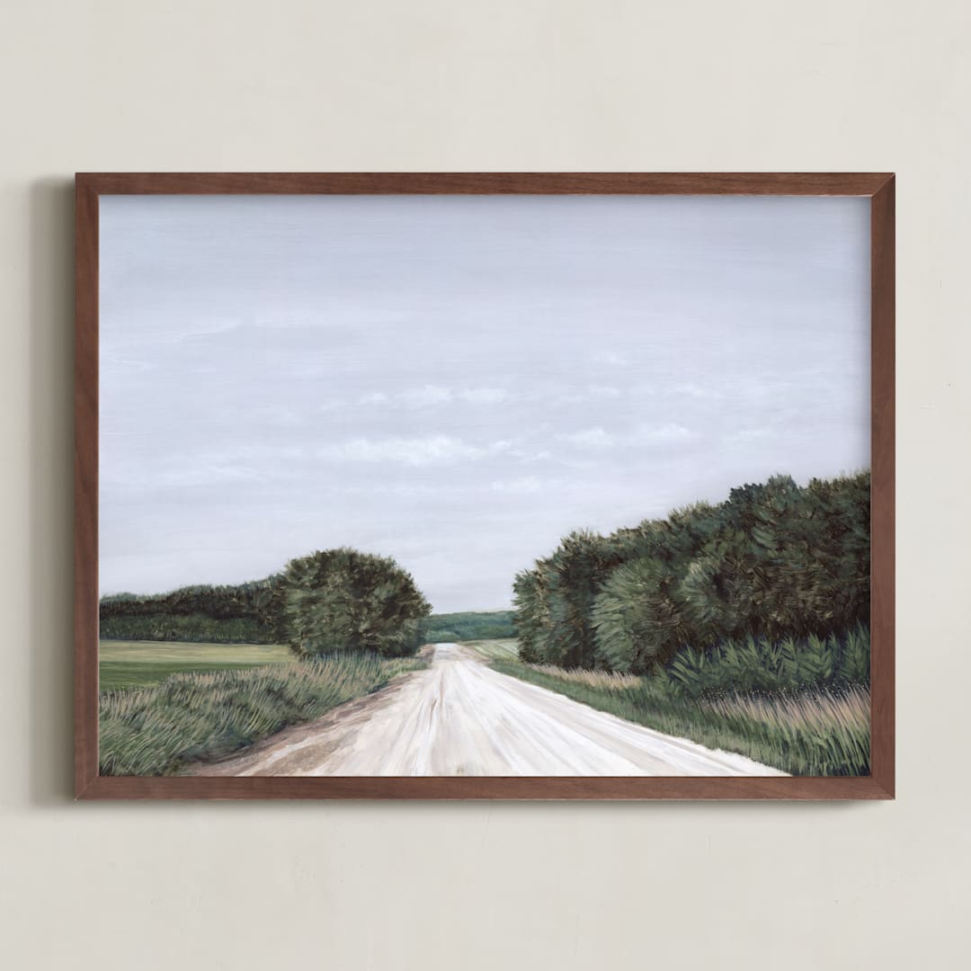 "Backroad" - Art Print in Field Green by Hettie Roberts - Framed