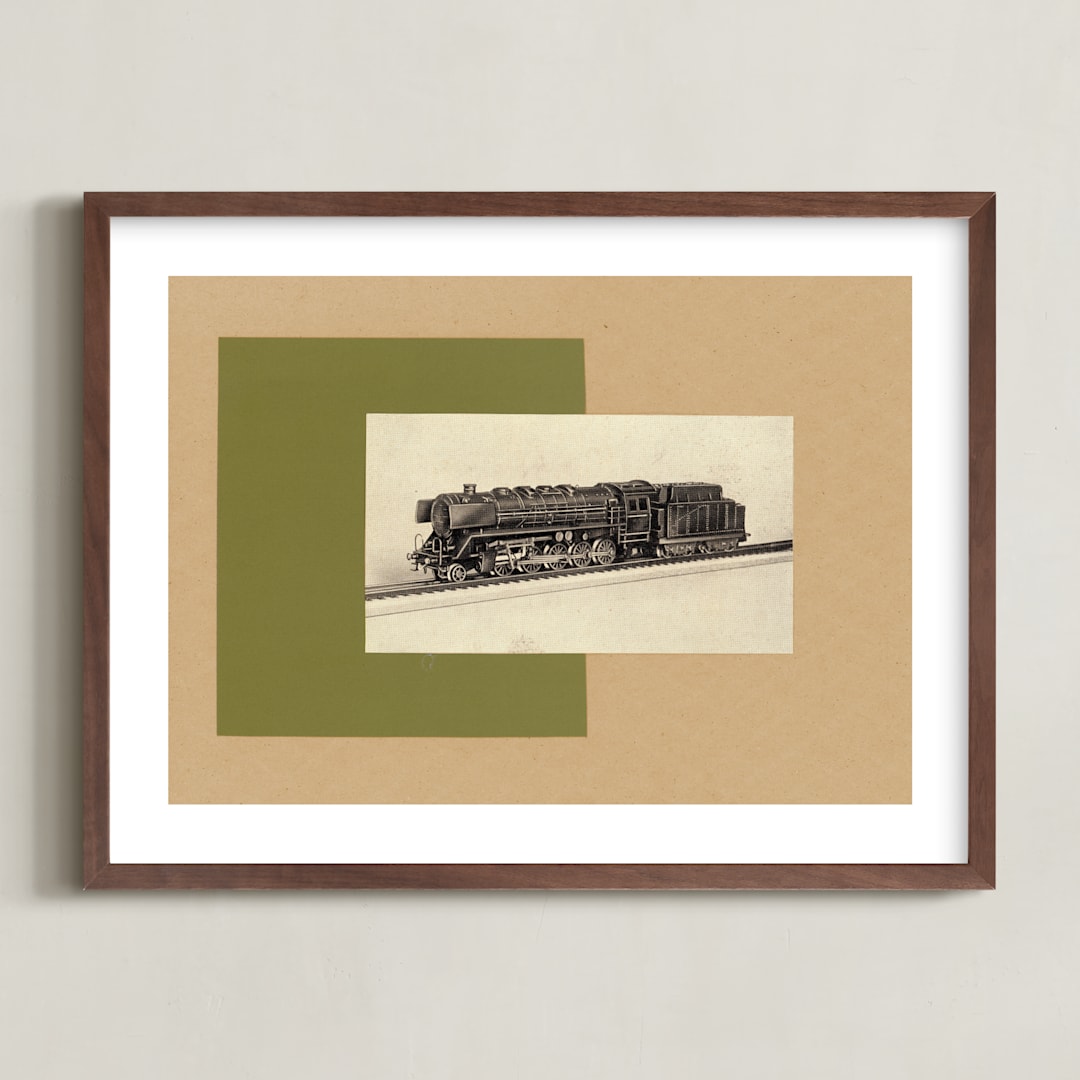 "Air, Land, and Sea" - Art Print in Olive by Tamara Hilje - Framed