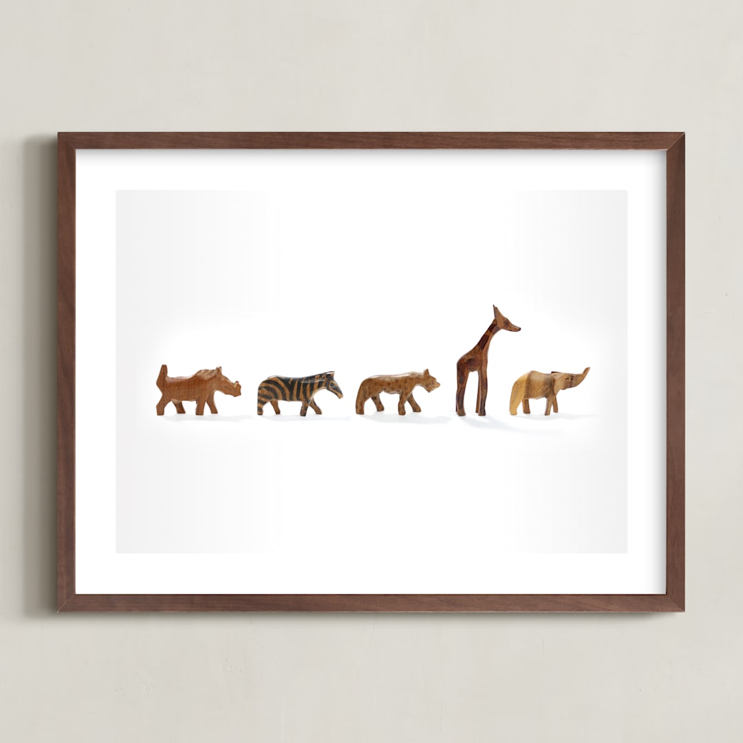 "Safari March" - Art Print in Wood by Katie Cooper Bussell - Framed