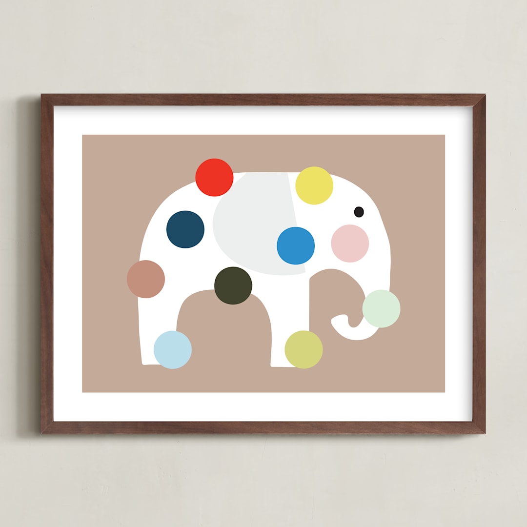 "Elephadots" - Art Print in Earth by Maja Cunningham - Framed
